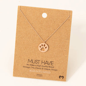 Paw Print Necklace, Rose Gold