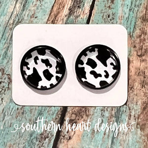 Cow Print Studs