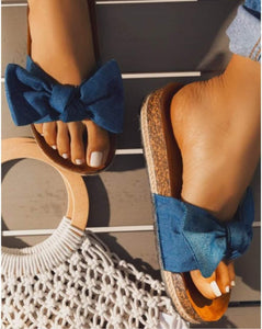 Blue Jean Bow Sandals