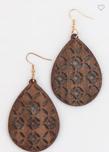 Brown Boho Wood Earrings!